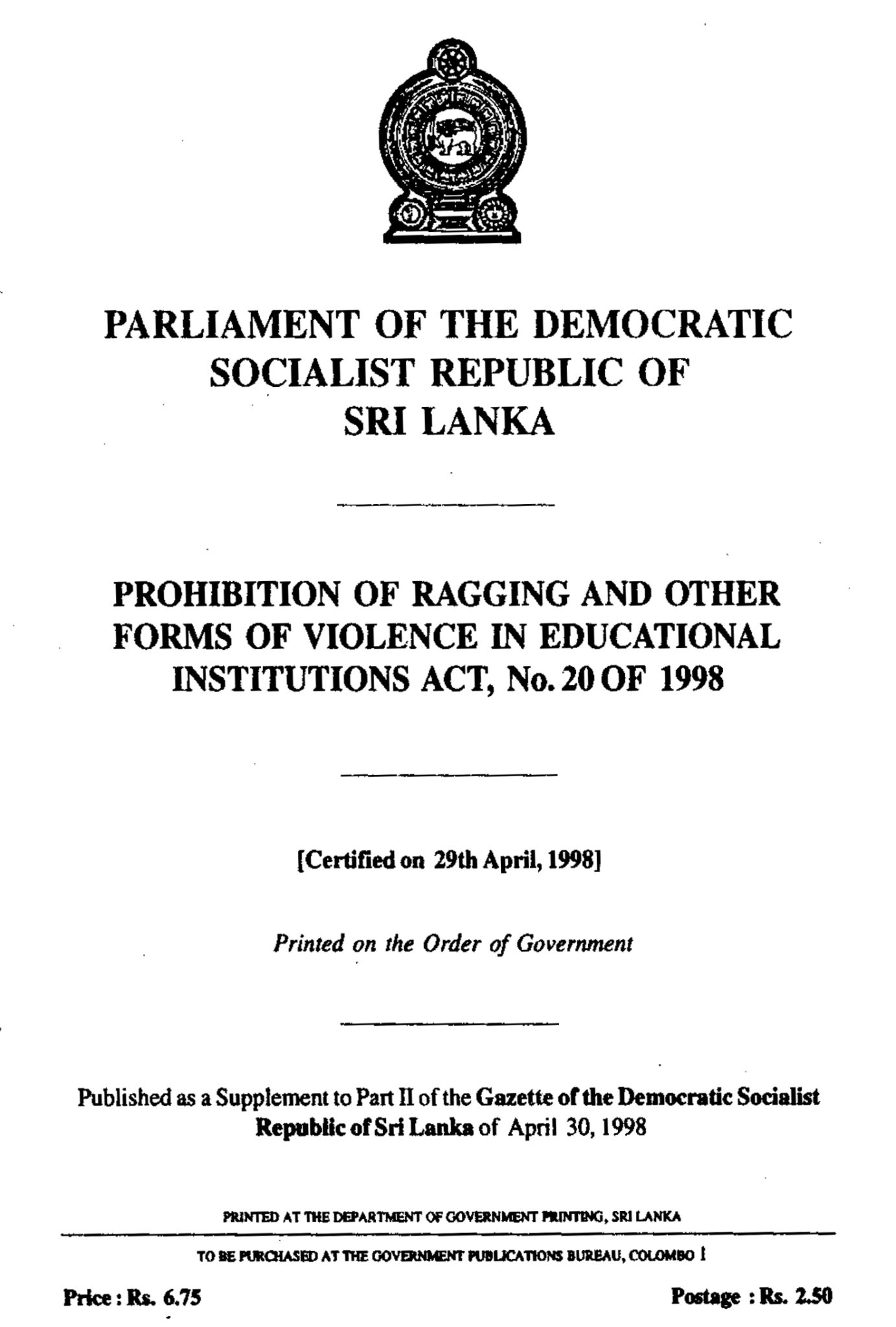 Ragging Act 20 Of 1998 Faculty Of Medical Sciences ragging-act-20-of-1998-faculty-of-medical-sciences